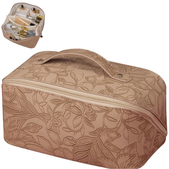Floral Embossed Cosmetic Bag - Picture 1 of 8